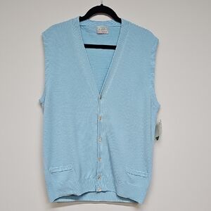 Vtg United Colors Of Benetton Wool Vneck Cardigan Vest, Blue, Size 54